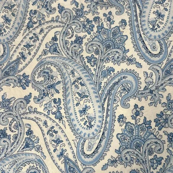 Lauren Ralph Lauren Unisex Paisley White Blue Flat Sheet Full Size - Picture 2 of 6